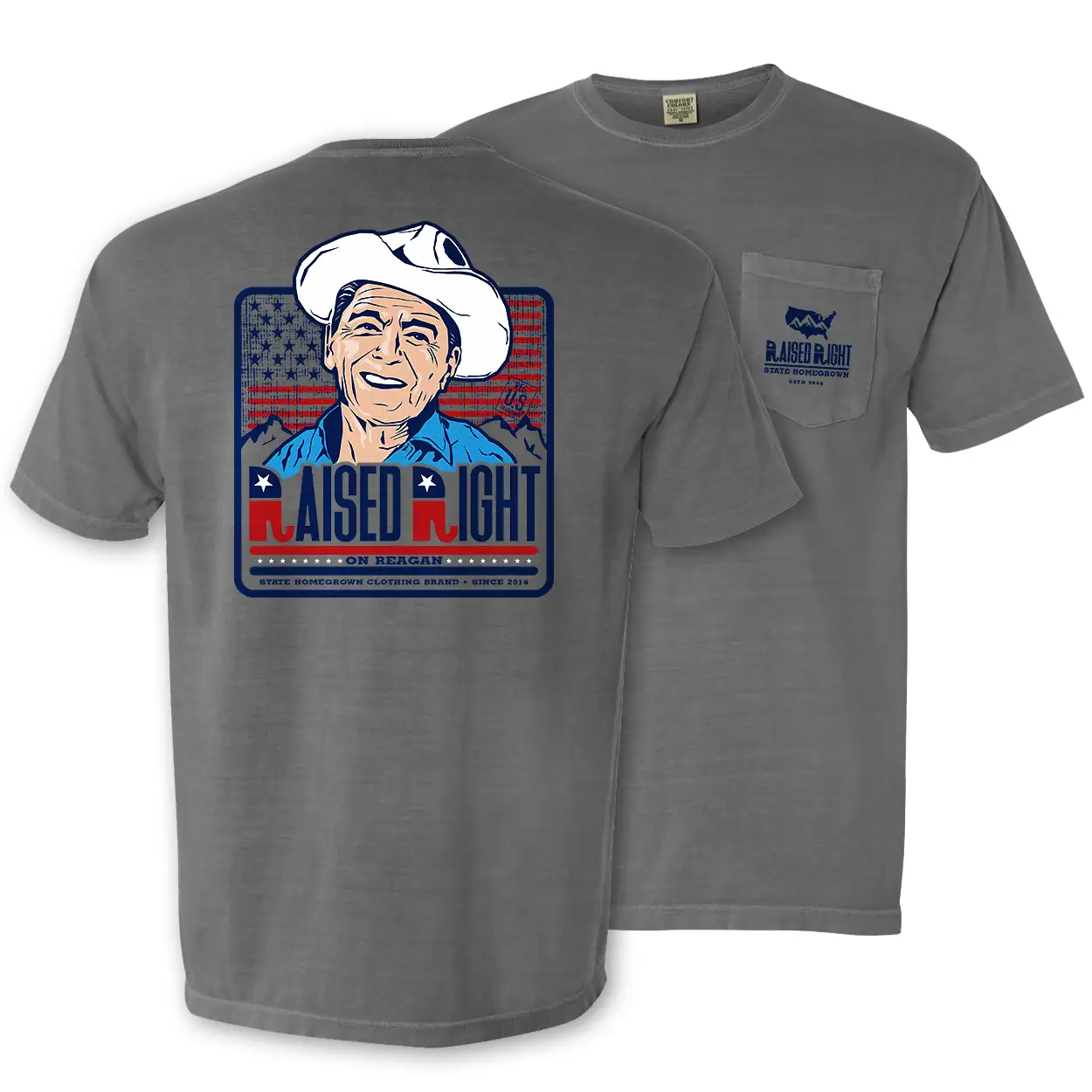 Raised Right on Reagan Comfort Color Pocket Tee