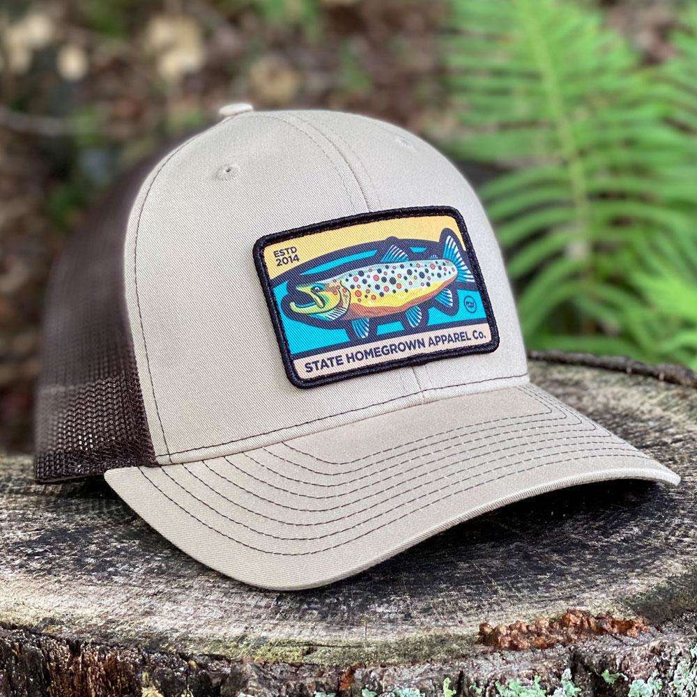 Brown Trout Trucker Hat Khaki/Brown