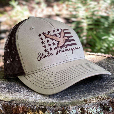 Mallard Flag Trucker Hat, Duck hunting, Hunting hat, Duck hunting trucker hat