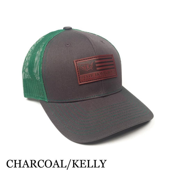 Leather Flag Patch Trucker Hat