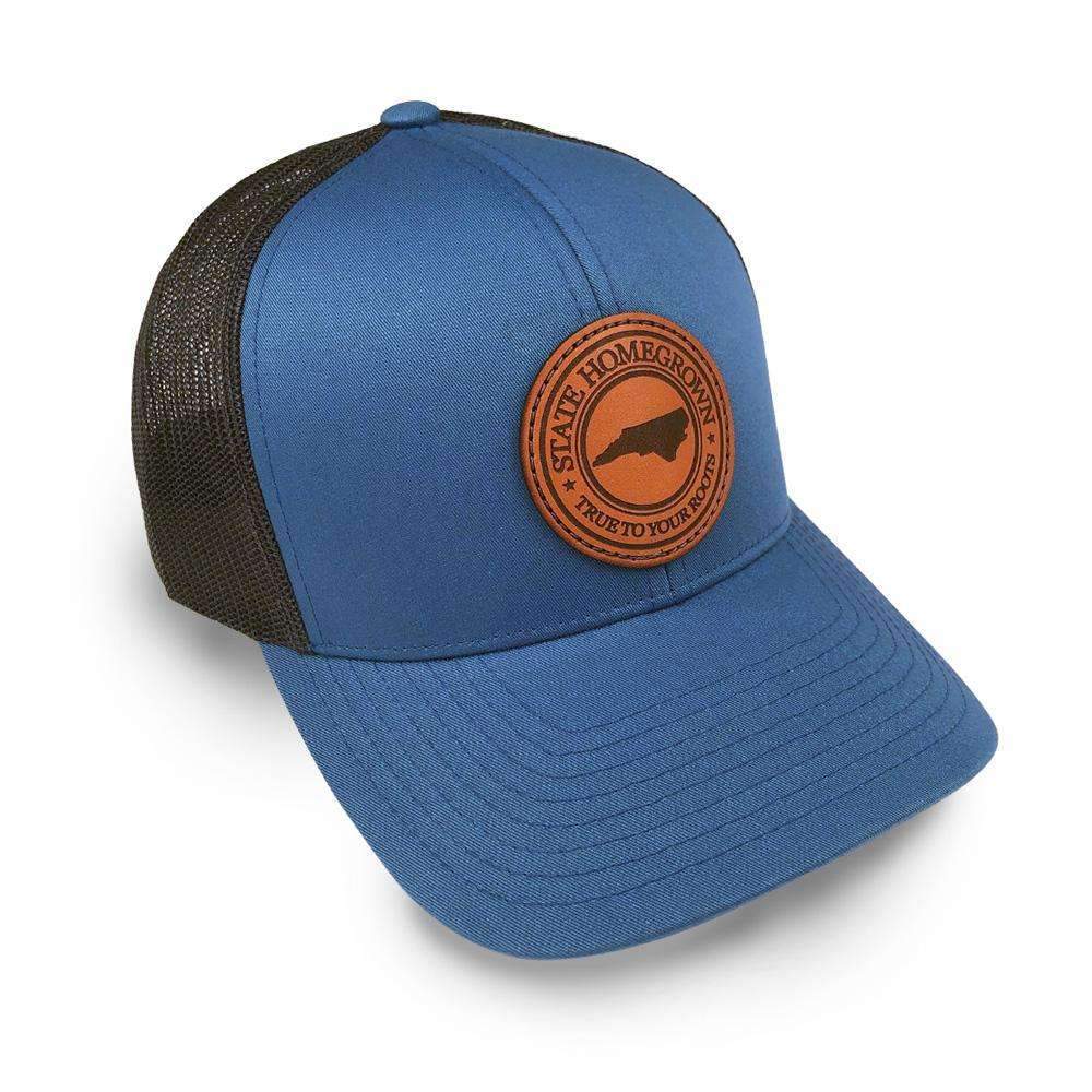 North Carolina Pride Leather Patch Trucker Hat Ocean Blue/Charcoal